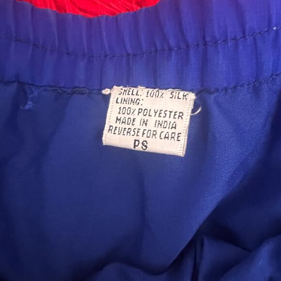 100% Silk Vintage Beaded Embellished blue Midi Skirt Petite Small Insane Fairy - Picture 4 of 4